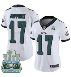 Women's Nike Philadelphia Eagles #17 Alshon Jeffery White Vapor Untouchable Limited Player Super Bowl LII Champions NFL Jersey