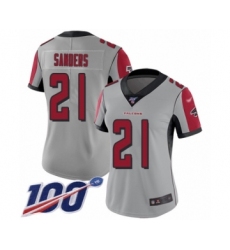 Women's Atlanta Falcons #21 Deion Sanders Limited Silver Inverted Legend 100th Season Football Jersey