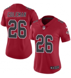 Women's Nike Atlanta Falcons #26 Tevin Coleman Limited Red Rush Vapor Untouchable NFL Jersey