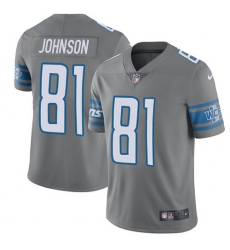 Men's Nike Detroit Lions #81 Calvin Johnson Limited Steel Rush Vapor Untouchable NFL Jersey