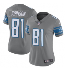 Women's Nike Detroit Lions #81 Calvin Johnson Limited Steel Rush Vapor Untouchable NFL Jersey