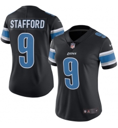 Women's Nike Detroit Lions #9 Matthew Stafford Limited Black Rush Vapor Untouchable NFL Jersey