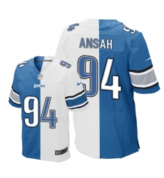 Men's Nike Detroit Lions #94 Ziggy Ansah Elite Blue/White Split Fashion NFL Jersey