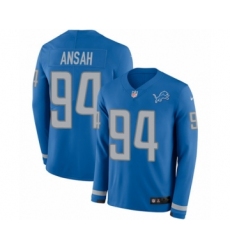 Men's Nike Detroit Lions #94 Ziggy Ansah Limited Blue Therma Long Sleeve NFL Jersey