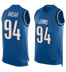 Men's Nike Detroit Lions #94 Ziggy Ansah Limited Light Blue Player Name & Number Tank Top NFL Jersey