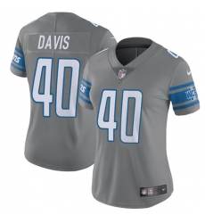 Women's Nike Detroit Lions #40 Jarrad Davis Limited Steel Rush Vapor Untouchable NFL Jersey