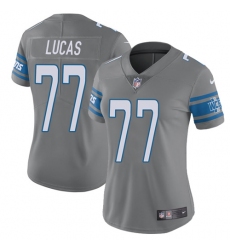 Women's Nike Detroit Lions #77 Cornelius Lucas Limited Steel Rush Vapor Untouchable NFL Jersey