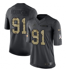 Youth Nike Detroit Lions #91 A'Shawn Robinson Limited Black 2016 Salute to Service NFL Jersey