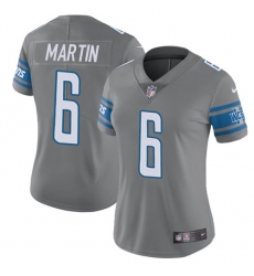 Women's Nike Detroit Lions #6 Sam Martin Limited Steel Rush Vapor Untouchable NFL Jersey