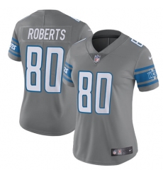 Women's Nike Detroit Lions #80 Michael Roberts Limited Steel Rush Vapor Untouchable NFL Jersey