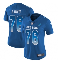 Women's Nike Detroit Lions #76 T.J. Lang Limited Royal Blue 2018 Pro Bowl NFL Jersey