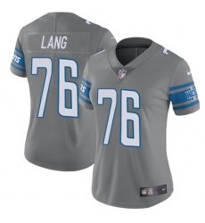 Women's Nike Detroit Lions #76 T.J. Lang Limited Steel Rush Vapor Untouchable NFL Jersey