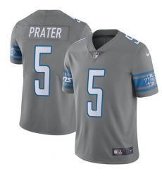 Men's Nike Detroit Lions #5 Matt Prater Limited Steel Rush Vapor Untouchable NFL Jersey