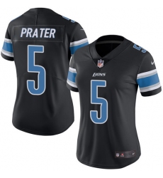 Women's Nike Detroit Lions #5 Matt Prater Limited Black Rush Vapor Untouchable NFL Jersey