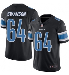 Men's Nike Detroit Lions #64 Travis Swanson Limited Black Rush Vapor Untouchable NFL Jersey