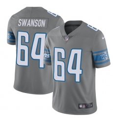 Men's Nike Detroit Lions #64 Travis Swanson Limited Steel Rush Vapor Untouchable NFL Jersey