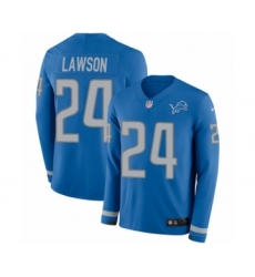 Youth Nike Detroit Lions #24 Nevin Lawson Limited Blue Therma Long Sleeve NFL Jersey