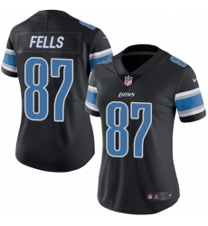 Women's Nike Detroit Lions #87 Darren Fells Limited Black Rush Vapor Untouchable NFL Jersey