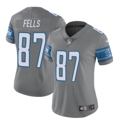 Women's Nike Detroit Lions #87 Darren Fells Limited Steel Rush Vapor Untouchable NFL Jersey