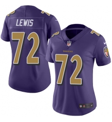 Women's Nike Baltimore Ravens #72 Alex Lewis Limited Purple Rush Vapor Untouchable NFL Jersey