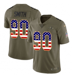 Men's Nike Baltimore Ravens #90 Za'Darius Smith Limited Olive USA Flag Salute to Service NFL Jersey