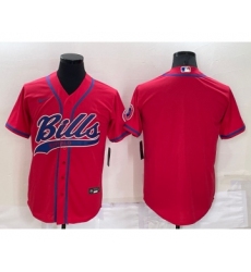 Men's Buffalo Bills Blank Red Stitched MLB Cool Base Nike Baseball Jersey