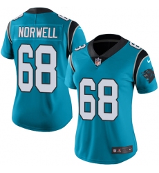 Women's Nike Carolina Panthers #68 Andrew Norwell Limited Blue Rush Vapor Untouchable NFL Jersey