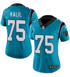 Women's Nike Carolina Panthers #75 Matt Kalil Limited Blue Rush Vapor Untouchable NFL Jersey