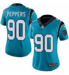 Women's Nike Carolina Panthers #90 Julius Peppers Limited Blue Rush Vapor Untouchable NFL Jersey