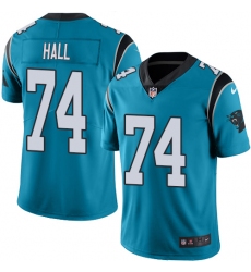 Men's Nike Carolina Panthers #74 Daeshon Hall Limited Blue Rush Vapor Untouchable NFL Jersey