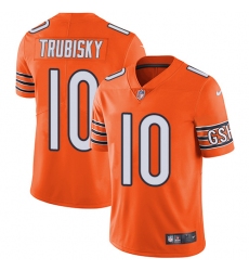 Men's Nike Chicago Bears #10 Mitchell Trubisky Limited Orange Rush Vapor Untouchable NFL Jersey