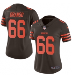 Women's Nike Cleveland Browns #66 Spencer Drango Limited Brown Rush Vapor Untouchable NFL Jersey