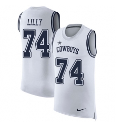 Men's Nike Dallas Cowboys #74 Bob Lilly Limited White Rush Player Name & Number Tank Top NFL Jersey