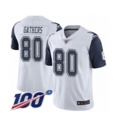 Men's Dallas Cowboys #80 Rico Gathers Limited White Rush Vapor Untouchable 100th Season Football Jersey