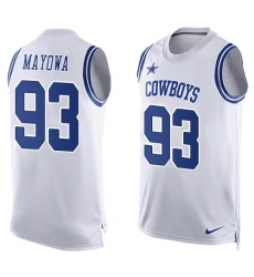 Men's Nike Dallas Cowboys #93 Benson Mayowa Limited White Player Name & Number Tank Top NFL Jersey