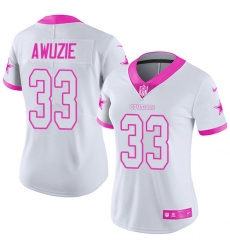 Women's Nike Dallas Cowboys #33 Chidobe Awuzie Limited White/Pink Rush Fashion NFL Jersey