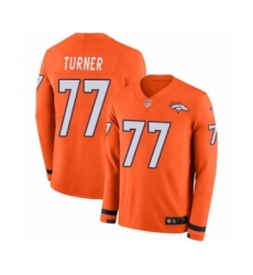 Youth Nike Denver Broncos #77 Billy Turner Limited Orange Therma Long Sleeve NFL Jersey