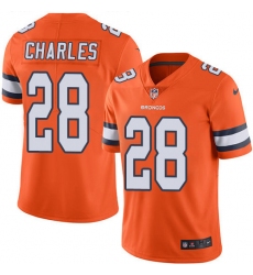 Men's Nike Denver Broncos #28 Jamaal Charles Limited Orange Rush Vapor Untouchable NFL Jersey