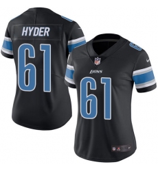 Women's Nike Detroit Lions #61 Kerry Hyder Limited Black Rush Vapor Untouchable NFL Jersey