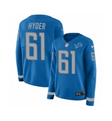 Women's Nike Detroit Lions #61 Kerry Hyder Limited Blue Therma Long Sleeve NFL Jersey