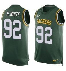 Men's Nike Green Bay Packers #92 Reggie White Limited Green Player Name & Number Tank Top NFL Jersey