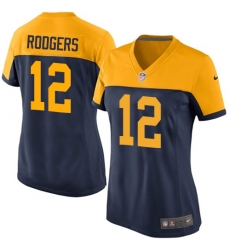 Women's Nike Green Bay Packers #12 Aaron Rodgers Elite Navy Blue Alternate NFL Jersey