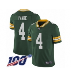 Men's Green Bay Packers #4 Brett Favre Green Team Color Vapor Untouchable Limited Player 100th Season Football Jersey