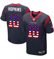 Men's Nike Houston Texans #10 DeAndre Hopkins Elite Navy Blue Home USA Flag Fashion NFL Jersey