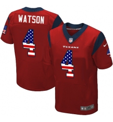 Men's Nike Houston Texans #4 Deshaun Watson Elite Red Alternate USA Flag Fashion NFL Jersey