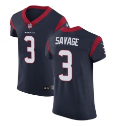 Men's Nike Houston Texans #3 Tom Savage Navy Blue Team Color Vapor Untouchable Elite Player NFL Jersey