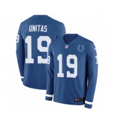 Youth Nike Indianapolis Colts #19 Johnny Unitas Limited Blue Therma Long Sleeve NFL Jersey