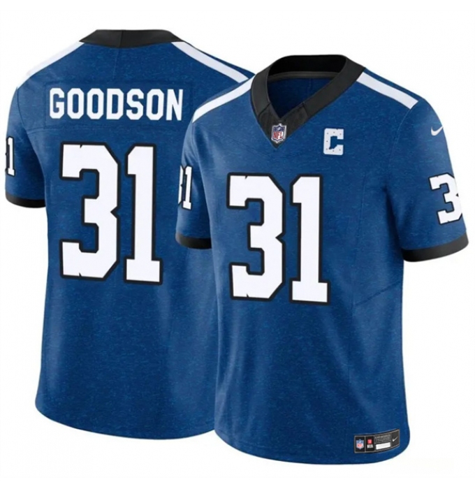 Men's Indianapolis Colts #31 Tyler Goodson Blue 2024 F.U.S.E. Throwback Vapor Limited Stitched Football Jersey