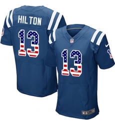 Men's Nike Indianapolis Colts #13 T.Y. Hilton Elite Royal Blue Home USA Flag Fashion NFL Jersey