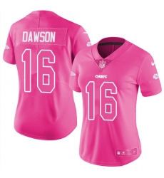 Women's Nike Kansas City Chiefs #16 Len Dawson Limited Pink Rush Fashion NFL Jersey